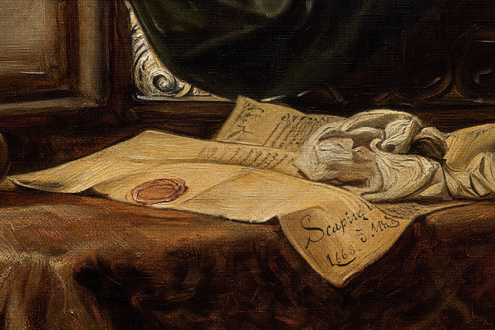 Detail: the letter on the table