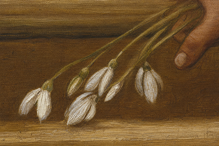 Detail: the snowdrops in the angel's hands