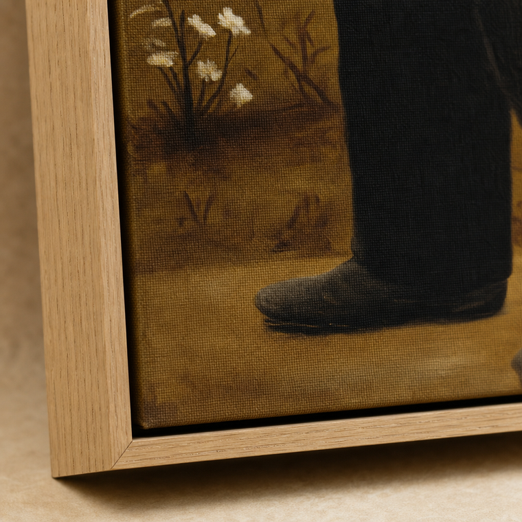 Oak float frame corner
