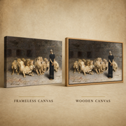 Frameless and wooden oak frame finishes side by side