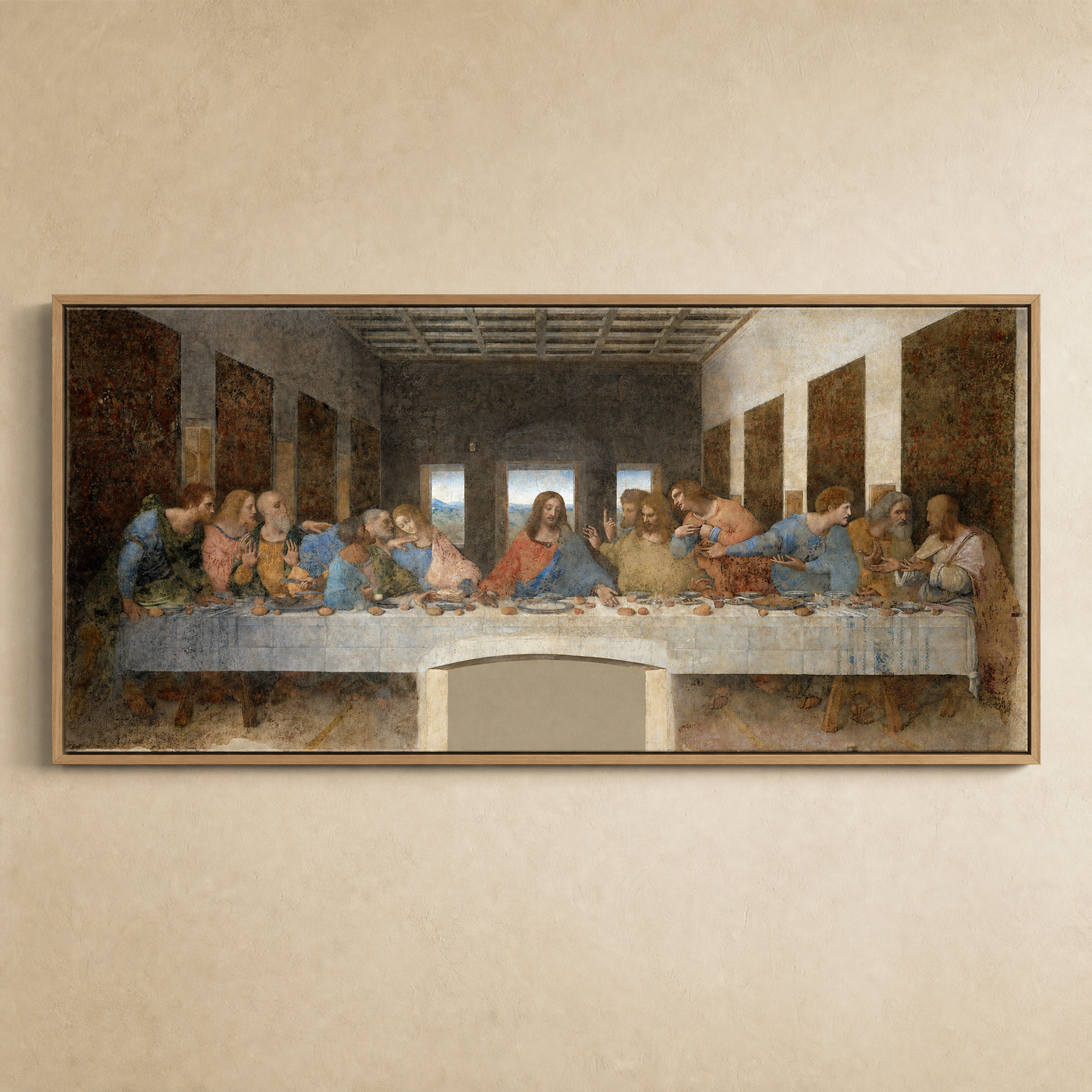 The Last Supper canvas in oak floating frame
