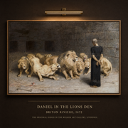 Museum placard: Daniel in the Lions Den, Briton Riviere, 1872