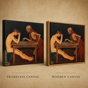 Frameless and wooden oak frame finishes side by side