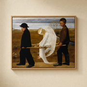 The Wounded Angel canvas in oak floating frame