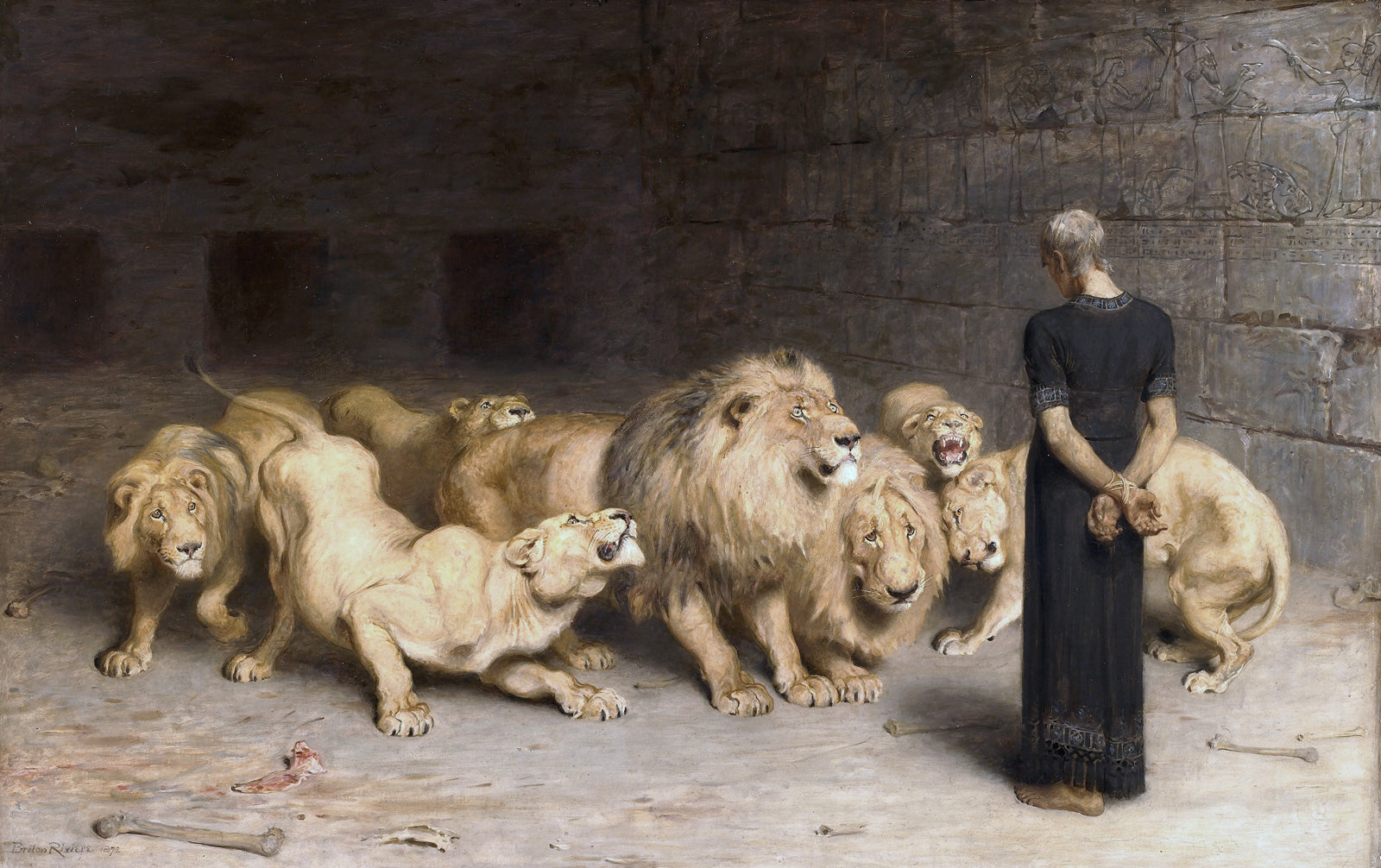 Daniel in the Lions' Den by Briton Riviere, 1872, full painting