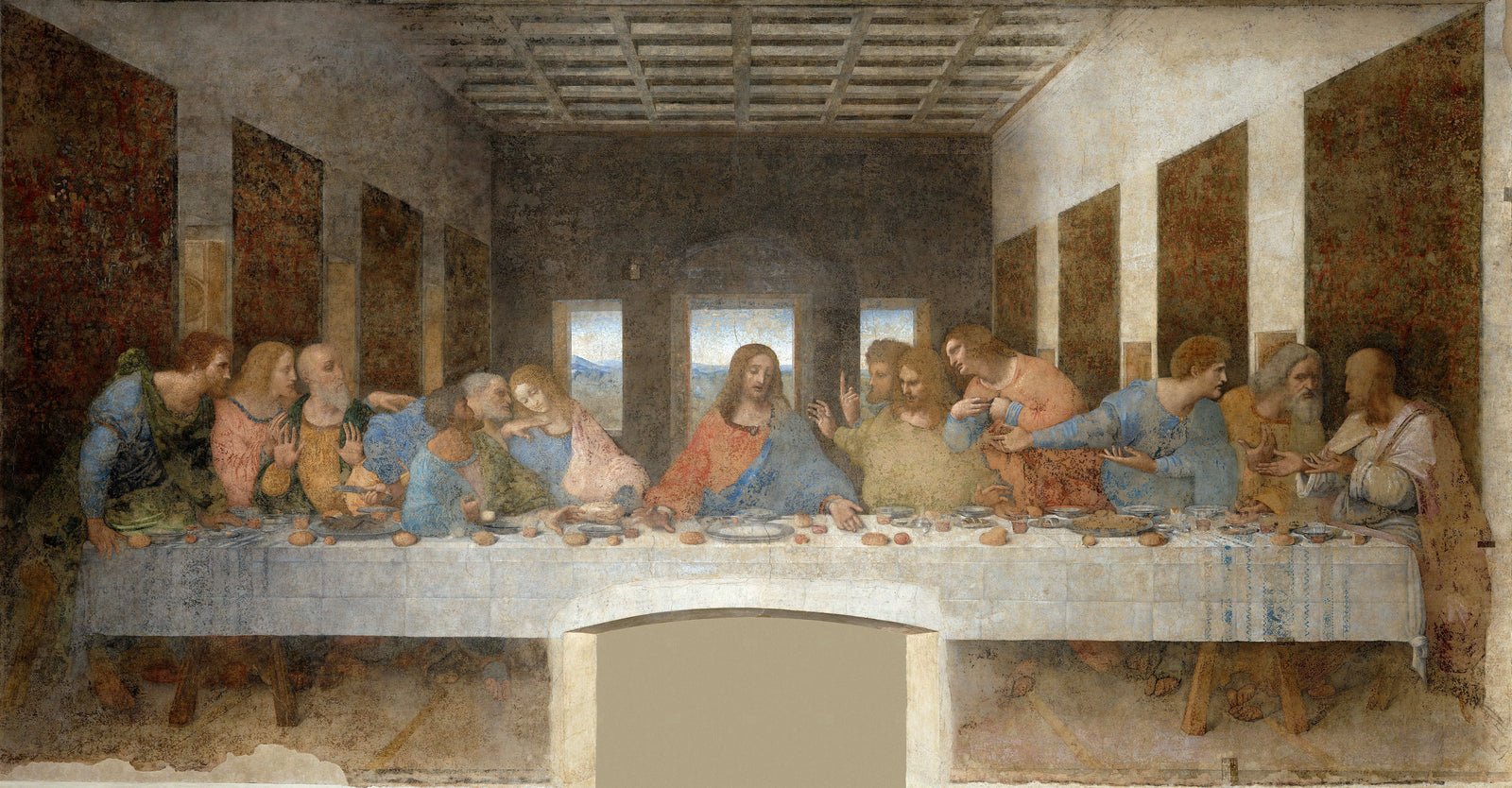 The Last Supper by Leonardo da Vinci, full painting
