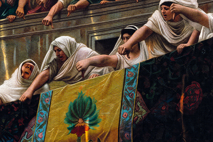 Detail: the Vestal Virgins turn their thumbs down