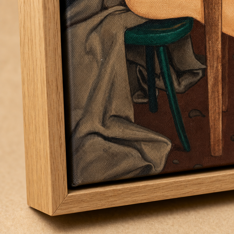Oak float frame corner
